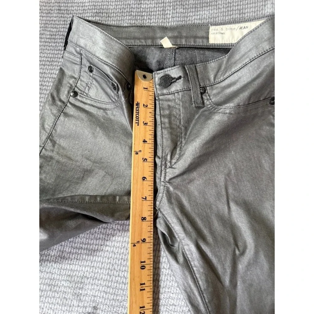 Rag & Bone Intermix Metallic Pewter Zipper Capri Pants 25X26.